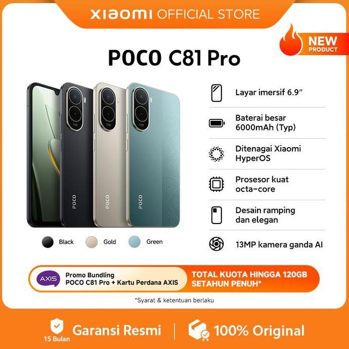 Turismen90 - POCO C81 Pro (4GB/128G) (4GB/64GB) | Layar imersif 6.9" | HP 1 Jutaan [Xiaomi Official 