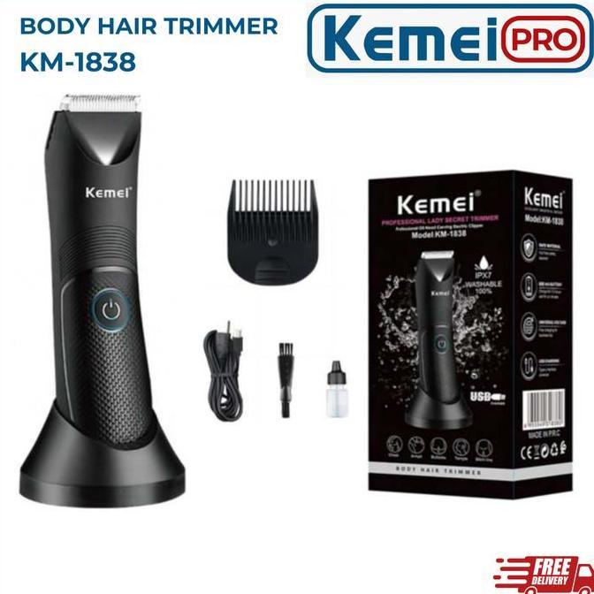 Promo Kemei 1838 Alat Cukur Rambut Kemei Km-1838 Multifungsi Body Hair Clipper Washable Km1838 Cukur