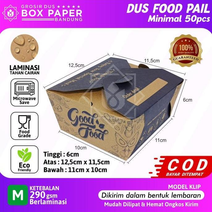 KOMARIJUILI - ( 50PCS )FOOD PAIL SIZE M MOTIF RICE BOX 290GSM PAPER LUNCH BOX KERTAS DUS MAKANAN TAK