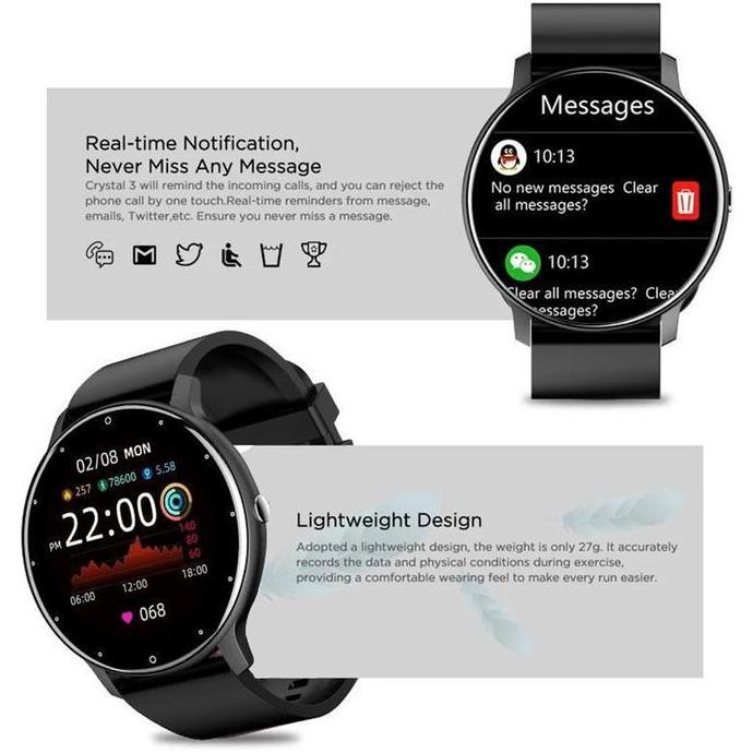 Well- Le Jam Tangan Pintar Pria Layar Bulat Hd Sentuh Penuh Panggilan Bluetooth Gelang Olahraga Kebu