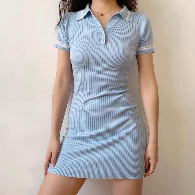 Basic Id Fashion Mini Dres Wanita / Korean Bodycon Mini Dres Casual Baju Pendek Dewasa Simple Midi R