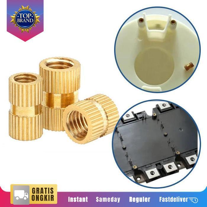100Pcs Bras Knur Tanam M3 Insert Nut Mur Tanam Female Thread Brass Insert Nut M3