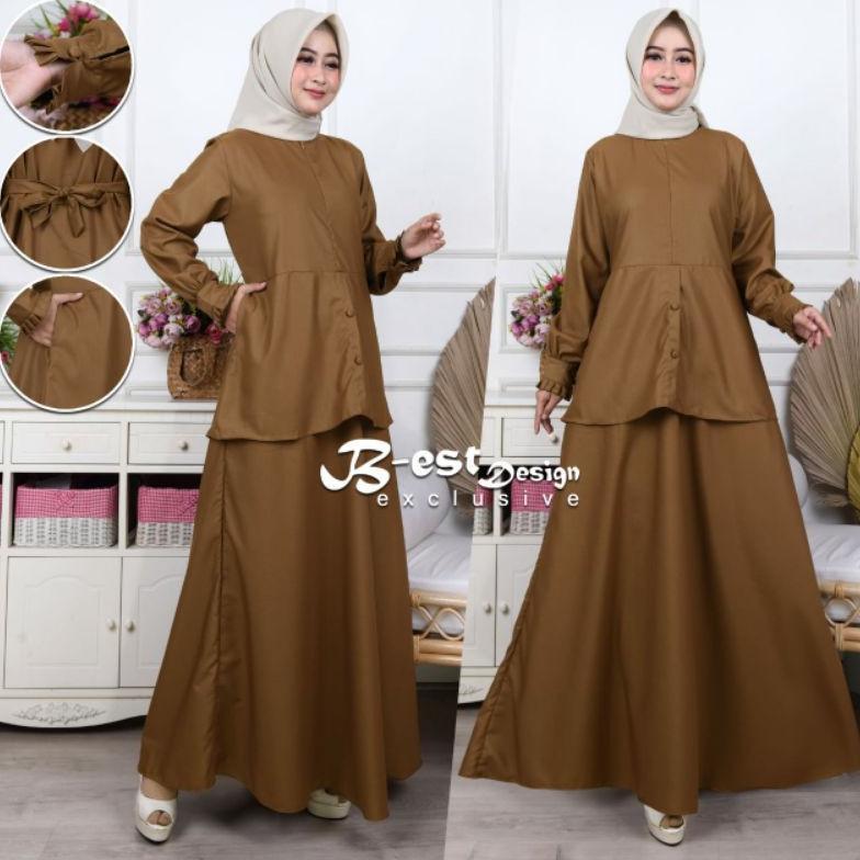 MURAH Gamis Dinas Keki / Khaki PNS Model Rok