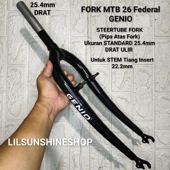 Fork Sepeda 26 Federal Jadul GENIO Garpu Pipa Steertube Standard DRAT ULIR 25.4mm Untuk Stem Tiang B
