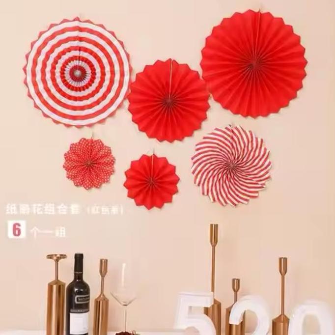 Paper fan merah set / paperfan 17 agustus  merah putih