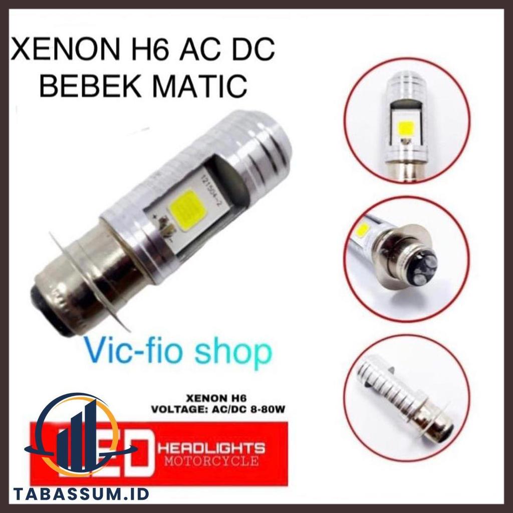Exclusive Bohlam Lampu Depan H6 Ac Dc (1Pcs) Led 12 Volt Kaki 1 Terang 2 Sisi Impor, Bholam Depan Ac