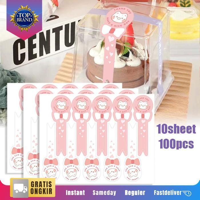 100Pcs Sticker Segel Makanan Panjang Cutting Stiker Kemasan Sticker Label Kemasan Sticker Kue Basah