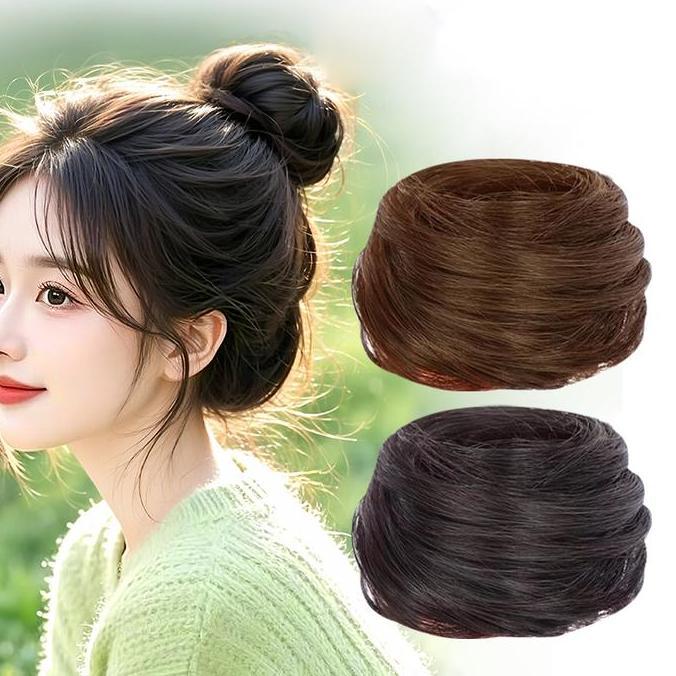 COLOCAS Ikat Rambut Wig Rambut Sanggul Bulat Rambut Palsu Cepol Palsu Bervolume Sanggul Bulat Serut