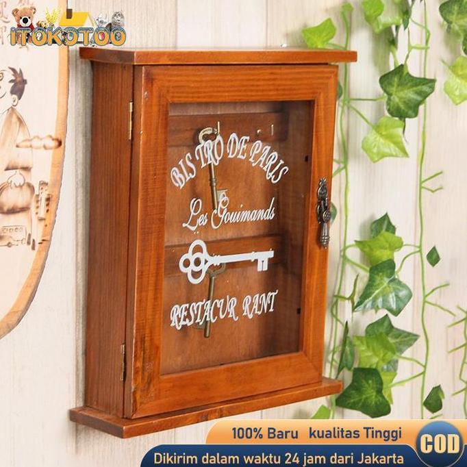 CABBALUS Rak Gantungan Kunci Box Penyimpanan Kunci Box Kayu Box Tempat Kunci Dinding London Kayu