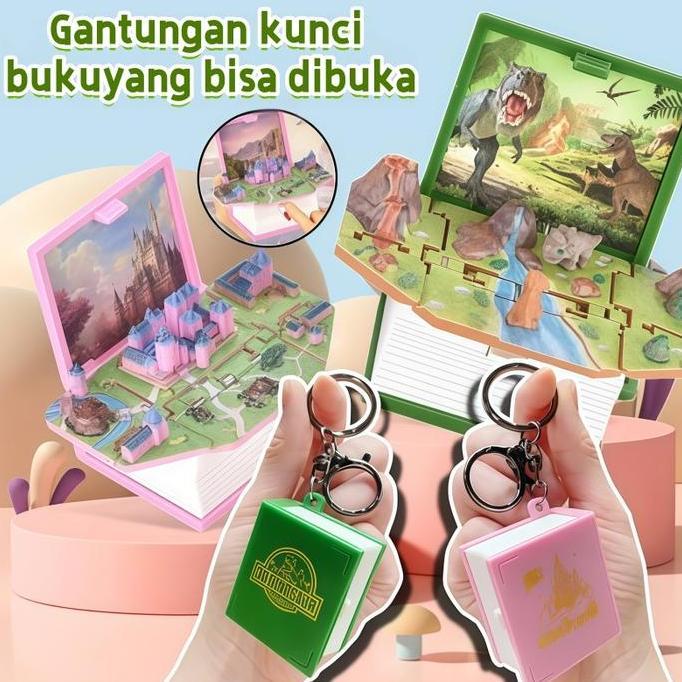 SYLVETI Gantungan Kunci Buku Lipat 3D /Mainan Edukatif Anak /Buku Lipat Tiga Dimensi 3D/Gantungan Ku