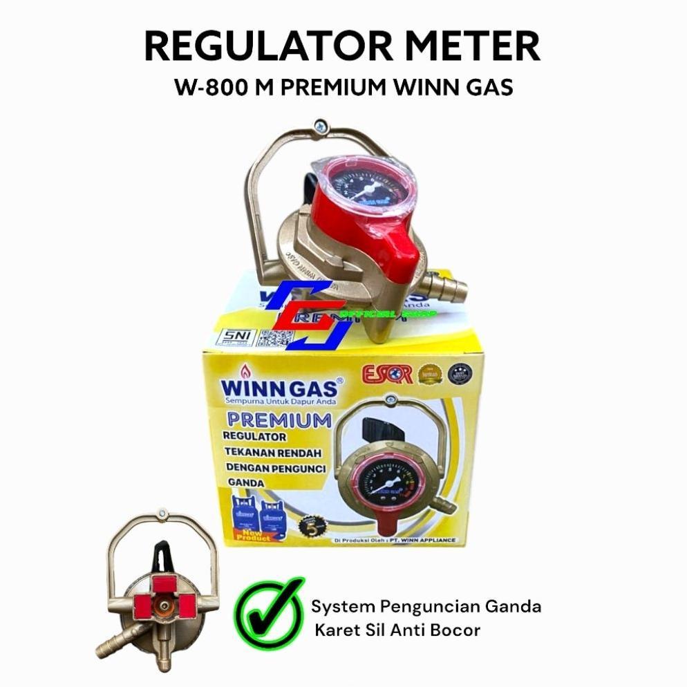 HOT Premium Regulator Meter W 800 M Yellow Gold Winn Gas Double Lock Ekslusif Safety Plus Nusantara