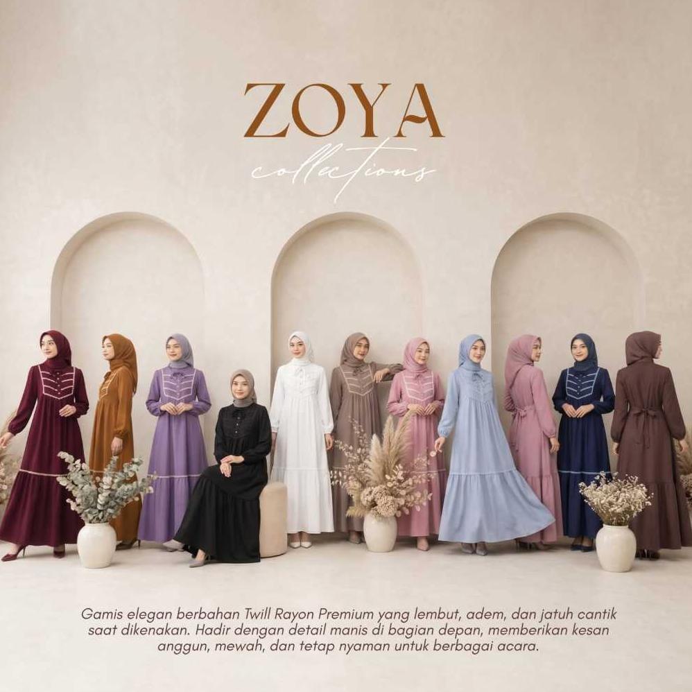 Zeeya Collection Zoya Gamis Dress Umroh Hitam Polos Rayon Twill Busui Friendly Size M L XL & JUMBO