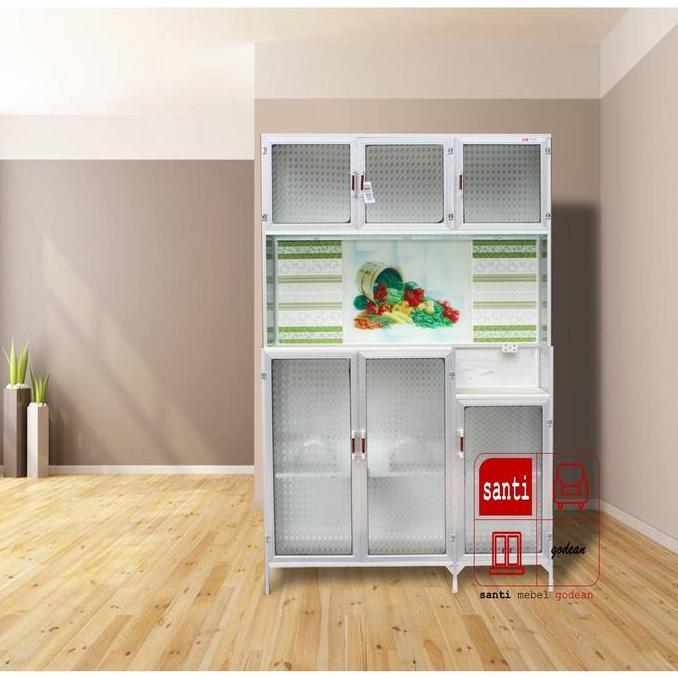 Lemari Dapur Rak Piring Aluminium 3 Pintu Mdr Silver Abktrap Tebal