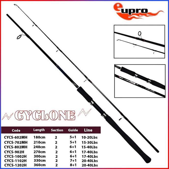 EUPRO JORAN PANCING SPINNING CYCLONE SAMBUNG 2 180CM - 360CM COCOK UNTUK GALATAMA PASIRAN SURF FISHI