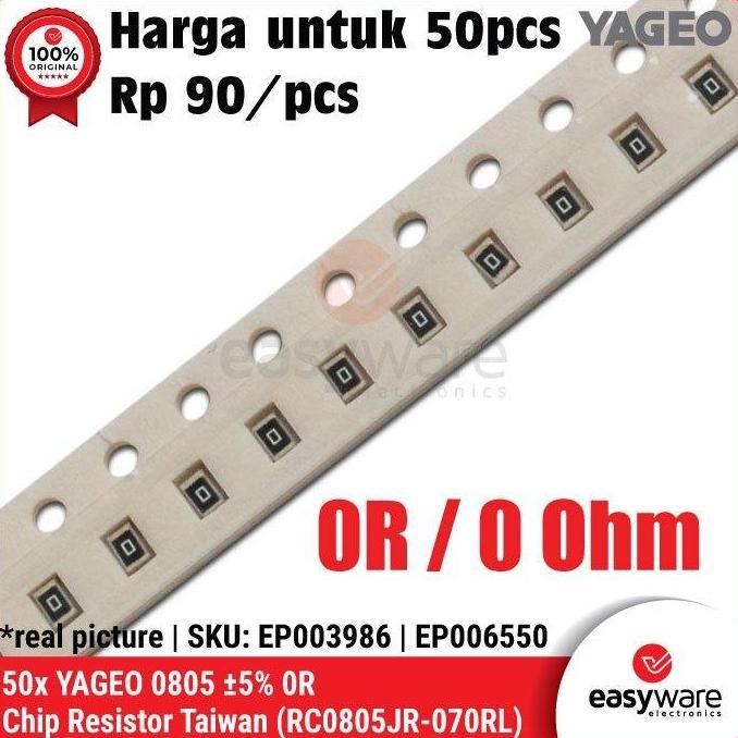 [50 PCS] RESISTOR SMD 0805 YAGEO 5% 0R CHIP RESISTOR 0 OHM RESISTOR SMD EWE27