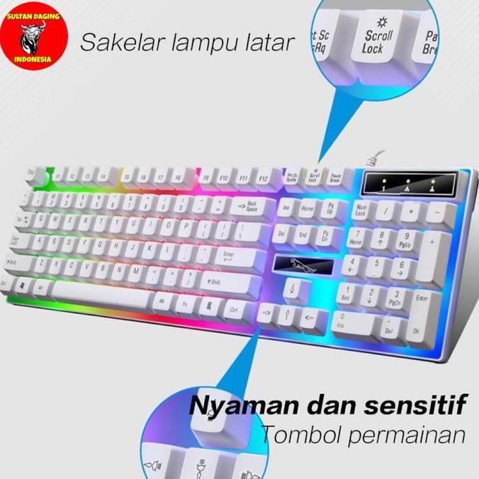 PAKET KEYBOARD GAMING RGB DAN MOUSE GAMING RGB WARNA HITAM DAN PUTIH