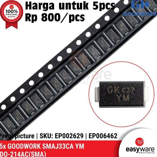[5 PCS] DIODA SMAJ33CA YM DO-214 TVS DIODE SMAJ33 CA SMA SMD 7.5A 400W EWE27