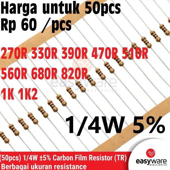 50X CARBON FILM RESISTOR 1/4W 5% 0.25W 270R 330R 390R 470R 510R 560R 680R 820R 1K 1K2 OHM 330 OHM 47