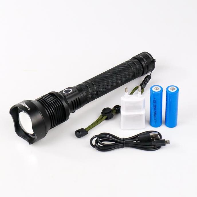 Escursio- Senter Led Xhp70.2 90000 Lumens / Senter Super Terang Jarak Jauh Zoom Baterai Charger Lamp