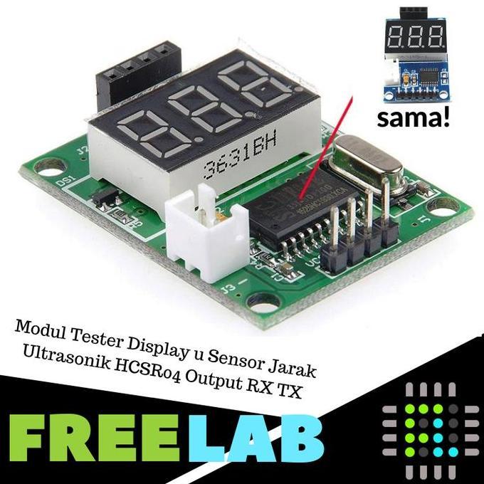 MODUL TESTER DISPLAY U SENSOR JARAK ULTRASONIK HCSR04 OUTPUT RX TX FLJ27