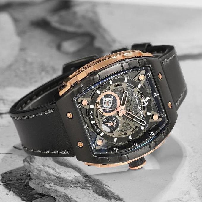 Evans Jayden 9564 LT - Jam Tangan Pria Kulit Automatic Chronograph Sapphire | Elegan & Maskulin PS