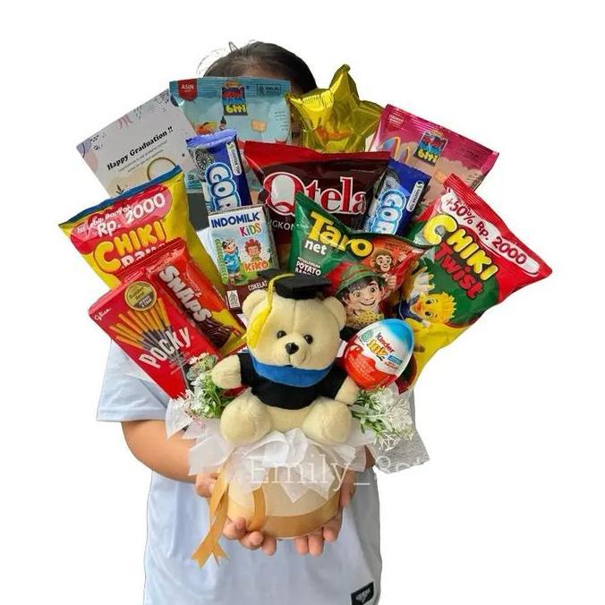 Persasiunah - (Ready Stok) Buket Wisuda Bloom Box Snack Bucket Boneka Wisuda Anak | Kado Anak Ulang 