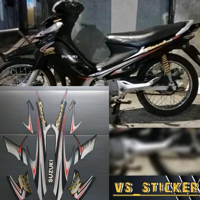 STRIPING STICKER LIST STANDART MOTOR SMASH R 110 NEW 2008 MERAH HITAM BIRU PUTIH Motorcycle
