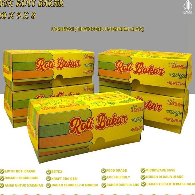 Ver- [25 Pcs] Dus Box Kotak Roti Bakar 20X9 / Box Dus Kotak Toast / Dus Roti Bakar Bandung Motif / B