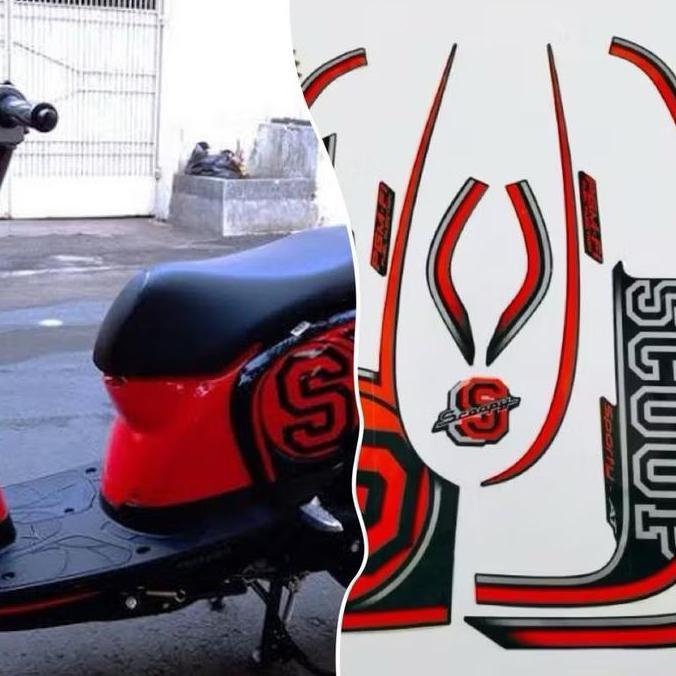 Stiker Striping List Body Full Set Motor Honda Scoopy Sporty 2014 Crem