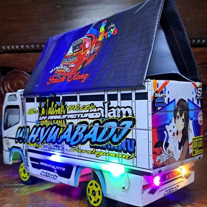 Alunan_Dita - Mainan Truk Oleng Miniatur Truk Wahyu Abadi Truk Lampu Rgb Led Dan Bonus Terpal  Motif