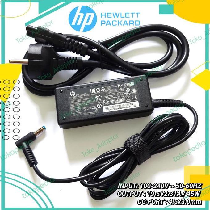 DV394 - Adaptor Charger Original Laptop HP Notebook HP 19.5V 2.31A 45W PINBiru