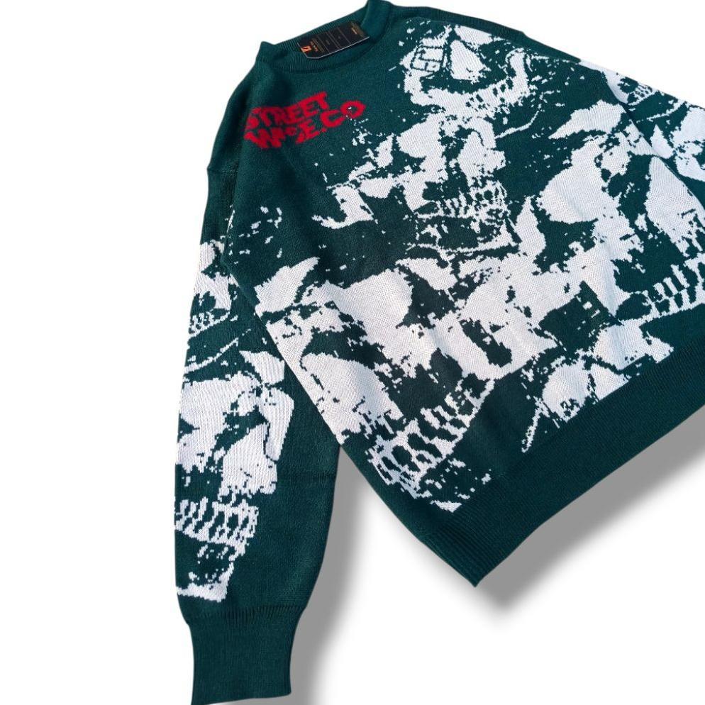 BIG SALE STREETWISE Knitwear Sweater Skull Green | Sweater Rajut Unisex Premium