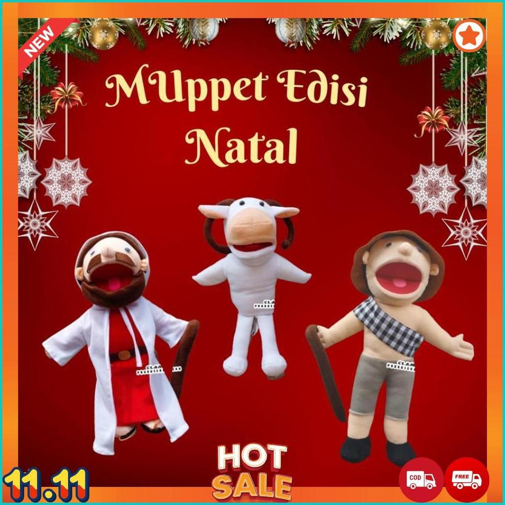 Boneka Muppet Yesus Edisi Natal Boneka Cablak Ventriloquist Puppet Yesus & Pengembala & Domba [J6]