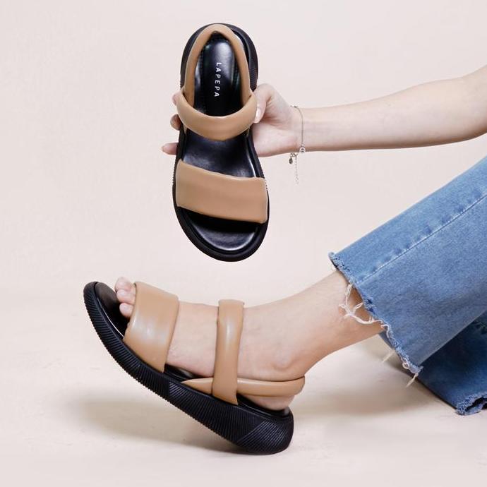 TERLARIS Lapepa Valerie Brown Wedges | sandal platform wanita dua ban tali strap belakang kekinian w