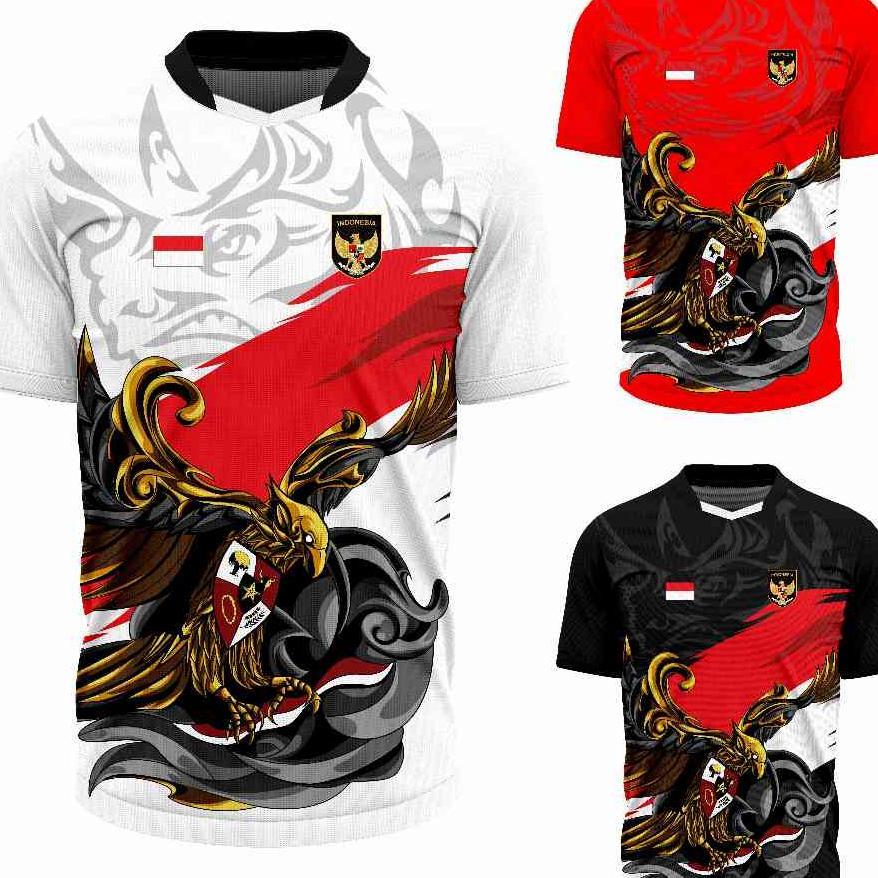 Jersey Olahraga Garuda Merah Putih Baju Futsal Kaos Voli Atasan Badminton Running