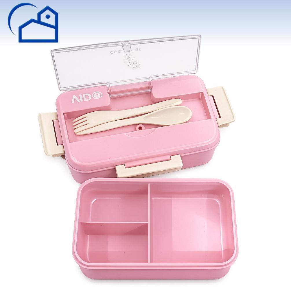BEST SALE HOMESTATION - GROSIR Lunch Box Set Kotak Makan Bekal 1L Free Sendok Garpu Set 31003 NO BOX