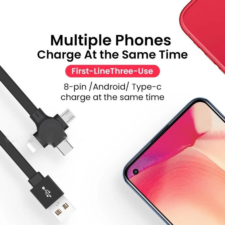 CUCI GUDANG Kabel Data Fast Charging Cable USB Iphone 3 in 1 Multifungsi Kabel Charger Handphone Typ