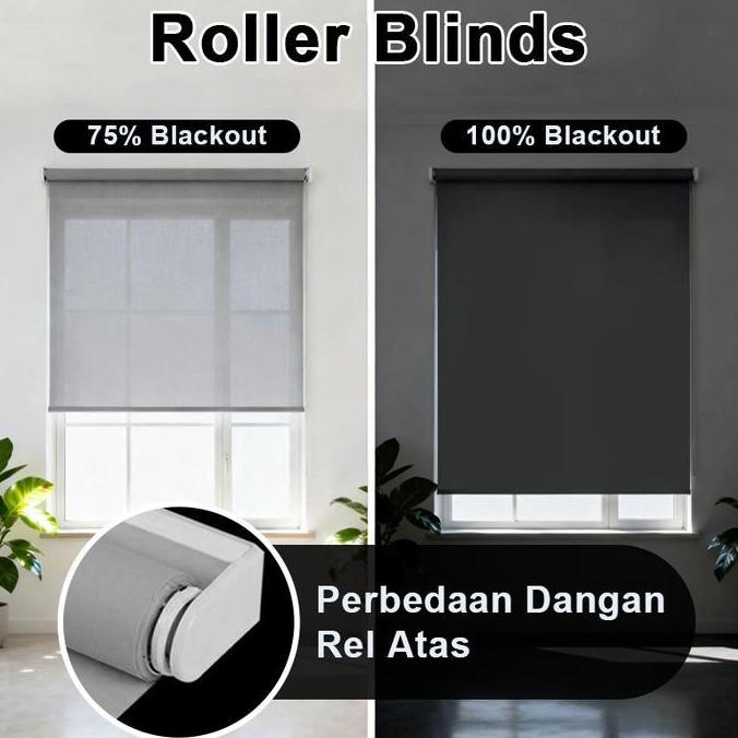 Bungavezza - Gorden Tarik Gulung Roller Blind Blackout 100% Dangan Rel Atas Tirai Tarik Gulung Kepal