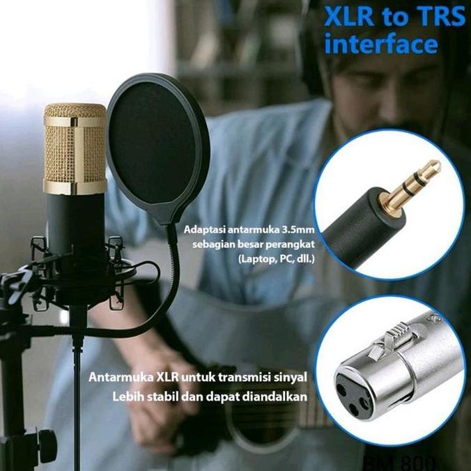 Cafielozafran - Mikrofon Condenser BM-800 alat Untuk Rekaman Studio, Musik, dan Karaoke Termurah Mic