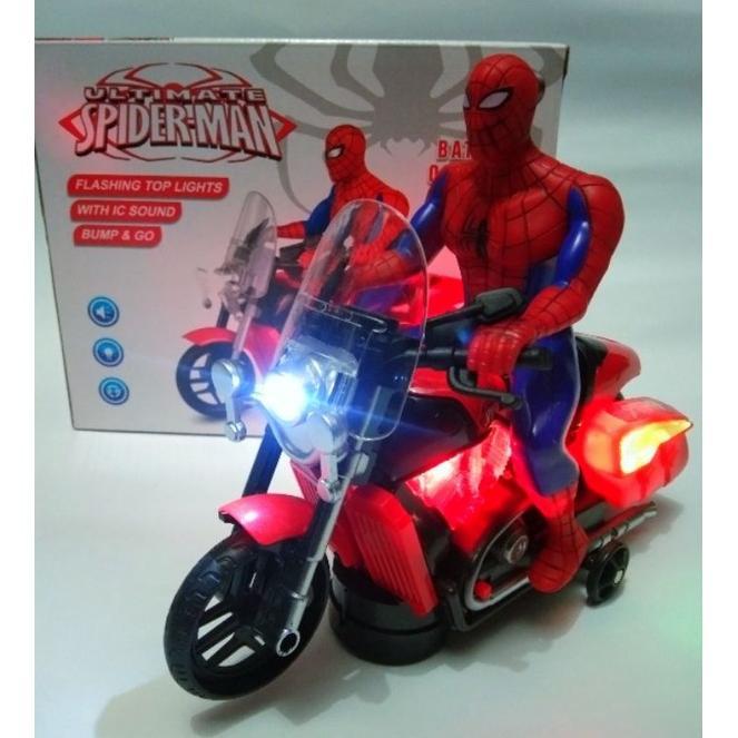 MAINAN SEPEDA MOTOR JUNGKIR BALIK SPIDERMAN_SEPEDA MOTOR BUMP GO SPIDERMAN_MAINAN ANAK TERBARU MURAH