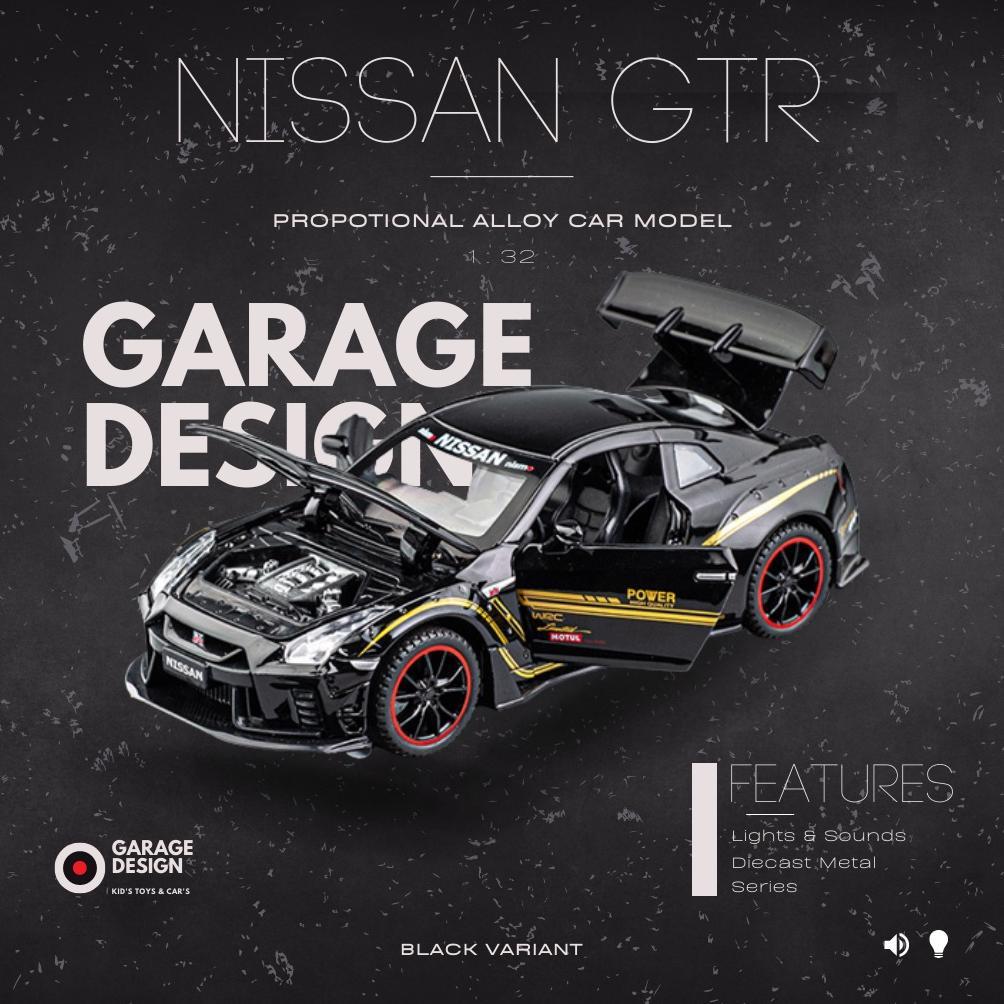 Diecast Mobil Miniatur Nissan GTR Diecast 1:32 - Miniatur Mobil Pajangan Nissan GTR R35 Hitam Merah 