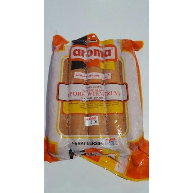 SOSIS BABI PORK WIENERLY SAUSAGE AROMA 18cm (500gram perpak)