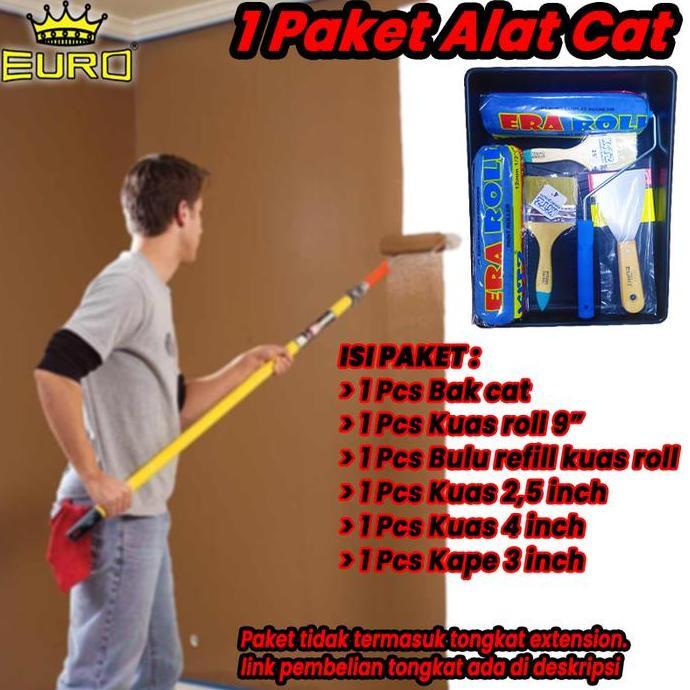 Paket alat cat Kuas roll refill kuas roll bak cat kape dan kuas cat
