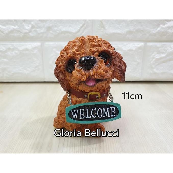 PATUNG PAJANGAN ANJING RED TOY POODLE MINIATUR PUDEL DOGGY