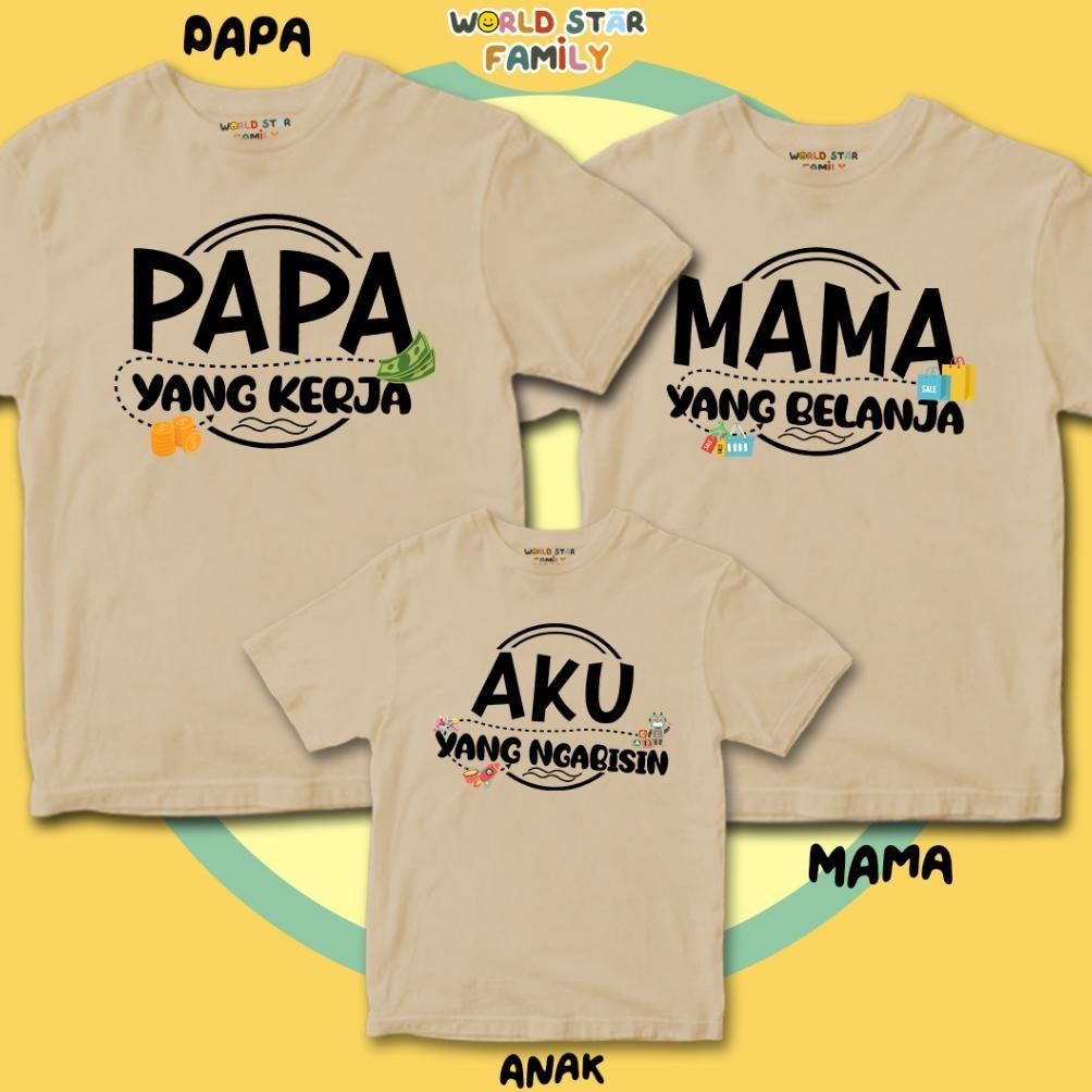 HOT PRODUCT WSF Kaos Couple Family Setelan Keluarga Papa Mama Anak Lucu Kata Kata Humor Kerja Belanj