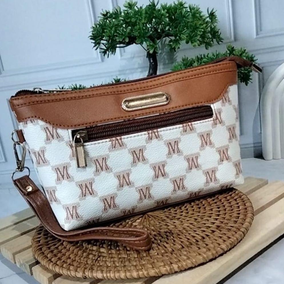 wajib punya khanza1 clutch - dompet pouch wanita 2 rest 2 ruang muat hp dan peralatan kosmetik / dom