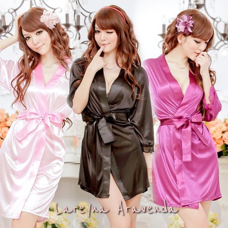 Lareyna Aravenda Set Lingerie + G String Model Kimono Bahan Satin LG017