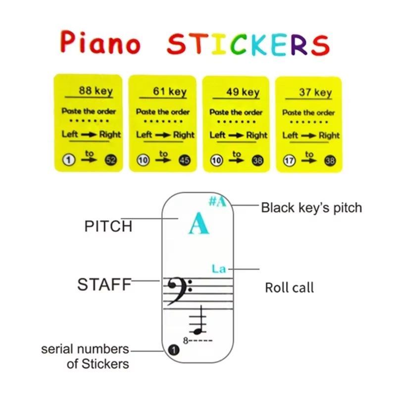 Playou Label Piano Yang Dapat Dilepas, Panduan Label Not Piano, Stiker Piano 88/61/49 Tombol, Stiker