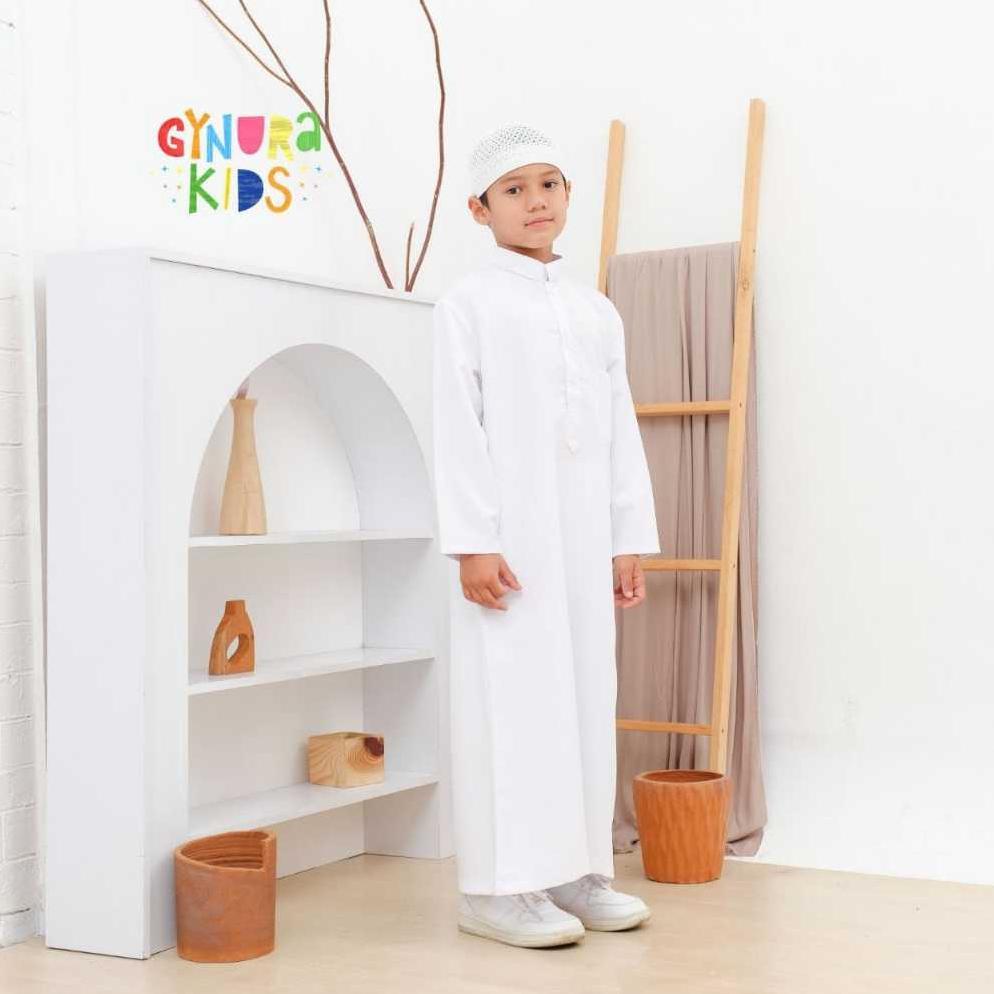 TERBARU Jubah Putih Gamis Anak dan Remaja Laki-Laki Bahan Balotelli S-XXXL - Gamis putih manasik ana