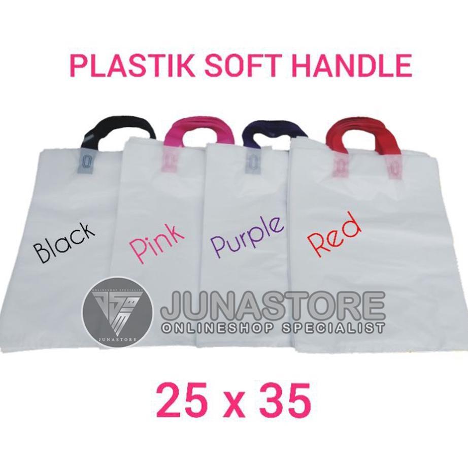 Plastik Shopping Bag / Plastik Soft Handle Kantong Putih Rea 25 X 35